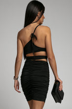 Load image into Gallery viewer, One-Shoulder Cutout Ruched Bodycon Dress
