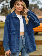 Load image into Gallery viewer, Dropped Shoulder Denim Jacket with Pockets
