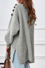 Load image into Gallery viewer, Buttoned Boat Neck Slit Sweater
