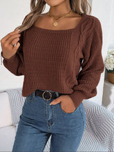 Load image into Gallery viewer, Square Neck Mixed Knit Sweater
