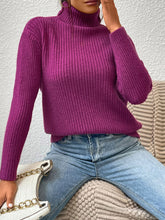 Last inn bildet i Galleri-visningsprogrammet, Ribbed Turtle Neck Long Sleeve Sweater
