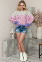 Load image into Gallery viewer, Round Neck Openwork Dropped Shoulder Sweater
