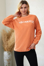 Load image into Gallery viewer, Round Neck Dropped Shoulder THANKFUL Graphic Sweatshirt
