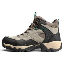 Load image into Gallery viewer, Winter waterproof brown rubber ankle boots men leather hiking boots
