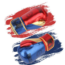 Load image into Gallery viewer, Oz Boxing Gloves Metal Pattern PU Leather Muay Thai Guantes De Boxer Free Fight MMA Sandbag Training Glove for Men Women
