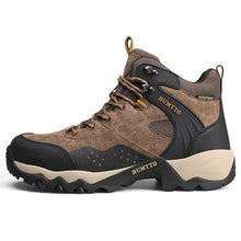 Load image into Gallery viewer, Winter waterproof brown rubber ankle boots men leather hiking boots
