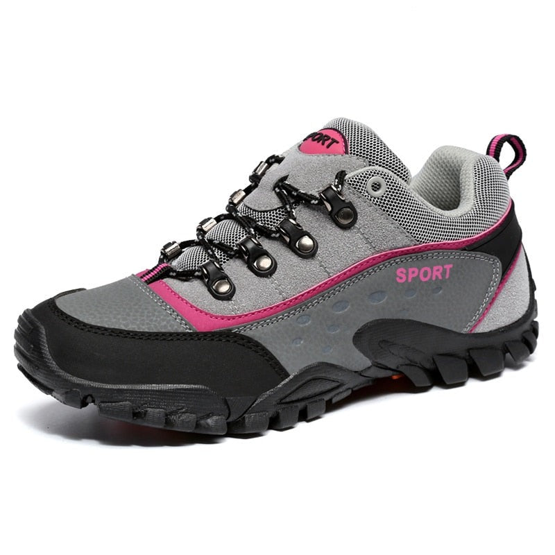 Autumn Spring Women's Leather Camping Hiking Mountain Trekking Sneakers