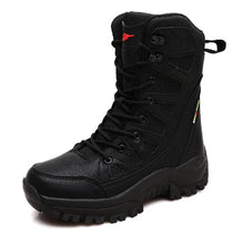 Load image into Gallery viewer, New men&#39;s warm plush snow boots lace-up winter high slip-resistant snow boots
