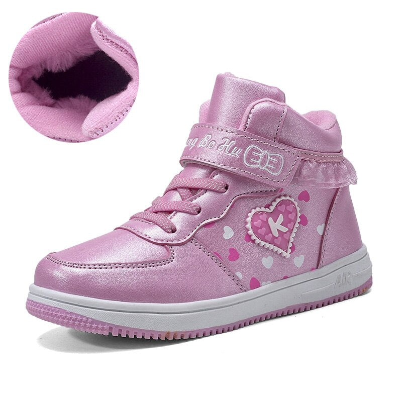 Winter Children's Boots For Girls 4-10 Years Old Children Warm Fluffy Boots Flat Shoes Size 27-37