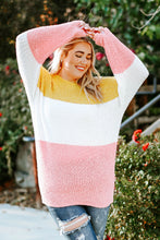 Load image into Gallery viewer, Plus Size Color Block Round Neck Sweater
