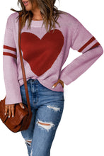 Load image into Gallery viewer, Heart Graphic Round Neck Sweater
