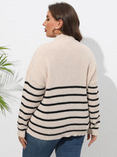 Load image into Gallery viewer, Plus Size Zip-Up Striped Sweater
