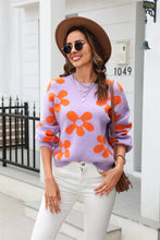 Last inn bildet i Galleri-visningsprogrammet, Floral Print Round Neck Dropped Shoulder Pullover Sweater
