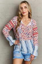 Last inn bildet i Galleri-visningsprogrammet, Floral Striped Flounce Sleeve Blouse
