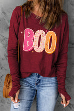 Load image into Gallery viewer, BOO Graphic Thumbhole Sleeve T-Shirt
