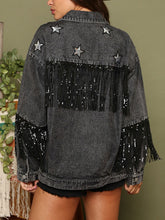 Last inn bildet i Galleri-visningsprogrammet, Fringe Detail Long Sleeve Denim Jacket
