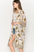 Load image into Gallery viewer, Justin Taylor Floral Open Front Slit Duster Cardigan
