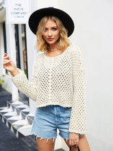 Last inn bildet i Galleri-visningsprogrammet, Round Neck Openwork Dropped Shoulder Knit Top
