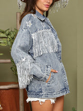 Last inn bildet i Galleri-visningsprogrammet, Fringe Detail Long Sleeve Denim Jacket
