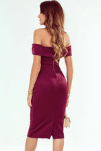 Load image into Gallery viewer, Off-Shoulder Zip-Back Slit Dress
