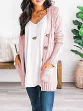 Load image into Gallery viewer, Cable-Knit Buttoned Cardigan with Pockets
