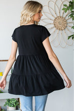 Load image into Gallery viewer, Heimish Full Size Buttoned V-Neck Tiered Top
