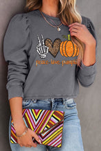 Load image into Gallery viewer, PEACE LOVE PUMPKIN Graphic Puff Sleeve Sweatshirt
