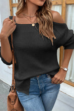 Last inn bildet i Galleri-visningsprogrammet, Ribbed Cold Shoulder Long Sleeve Knit Top
