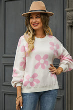 Last inn bildet i Galleri-visningsprogrammet, Floral Print Round Neck Dropped Shoulder Pullover Sweater
