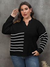 Load image into Gallery viewer, Plus Size Striped V-Neck Sweater
