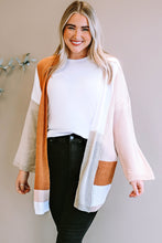 Load image into Gallery viewer, Plus Size Color Block Open Front Longline Cardigan
