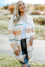 Load image into Gallery viewer, Plus Size Striped Open Front Cardigan
