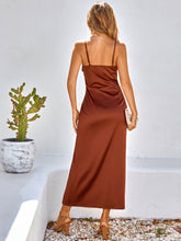 Load image into Gallery viewer, Pleated Detail Spaghetti Strap Slit Dress
