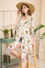 Load image into Gallery viewer, Justin Taylor Floral Open Front Slit Duster Cardigan
