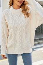 Load image into Gallery viewer, Cable-Knit Round Neck Long Sleeve Sweater
