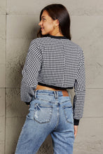 Last inn bildet i Galleri-visningsprogrammet, Houndstooth Round Neck Dropped Shoulder Cropped Sweatshirt
