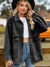 Load image into Gallery viewer, Dropped Shoulder Denim Jacket with Pockets
