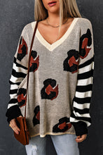 Load image into Gallery viewer, Striped V-Neck Drop Shoulder Sweater
