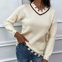 Load image into Gallery viewer, Frayed Detail V-Neck Sweater
